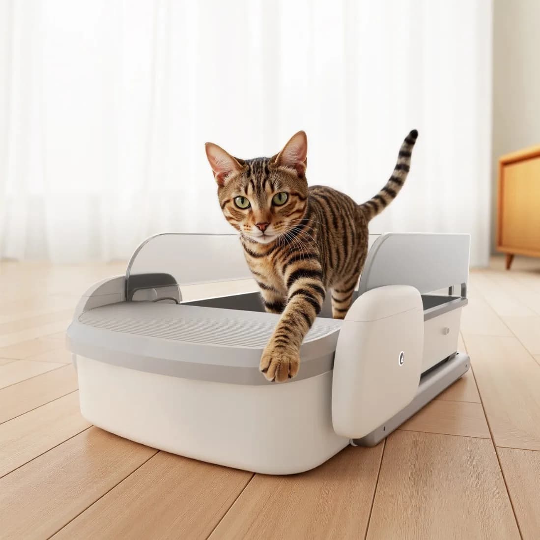 Smart Open-Top Self-Cleaning Cat Litter Box, Large Capacity Detachable with APP Control, Odor Control Kitty Toilet for Indoor