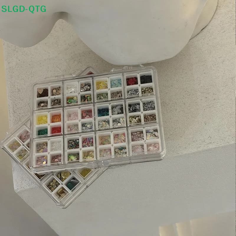 New 48 Grids Nail Accessories Storage Box Mini Compartment Transparent Jewelry Earring Storage Box Display Organizer Container