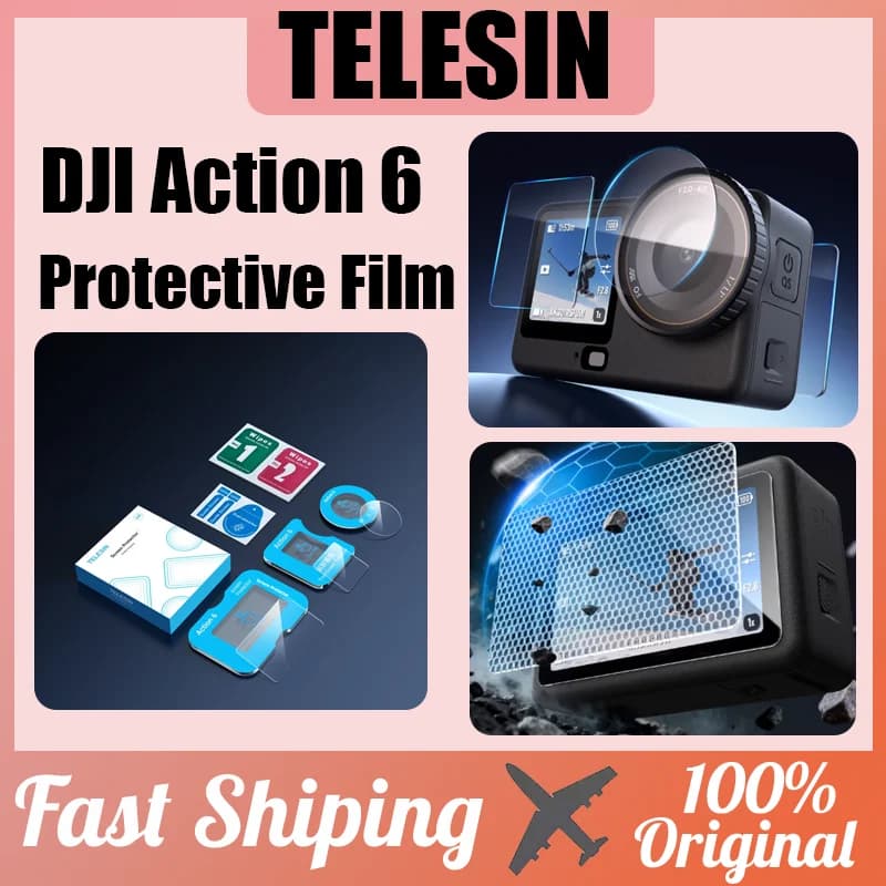 TELESIN For DJI Action 6 AR Anti-reflective film Scratch resistant HD protective film with front and rear screen lens film