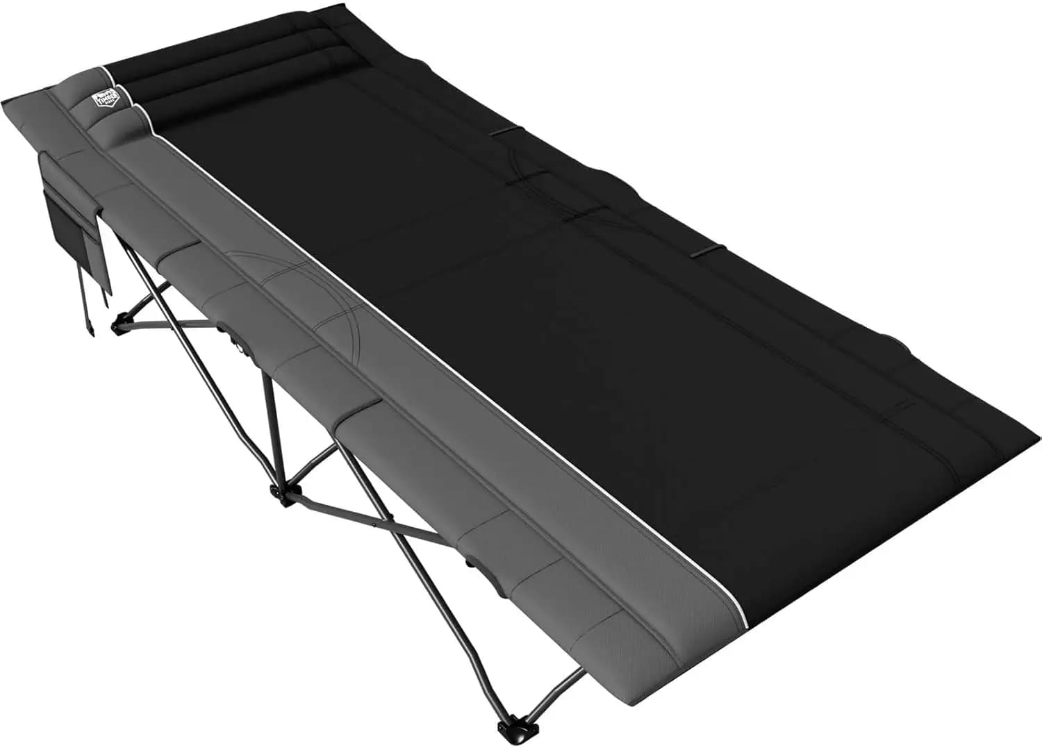 Lettino da campeggio extra largo e resistente per adulti, lettino da campeggio oversize da 32,5 pollici con borsa per il trasporto, supporta 450 libbre, nero