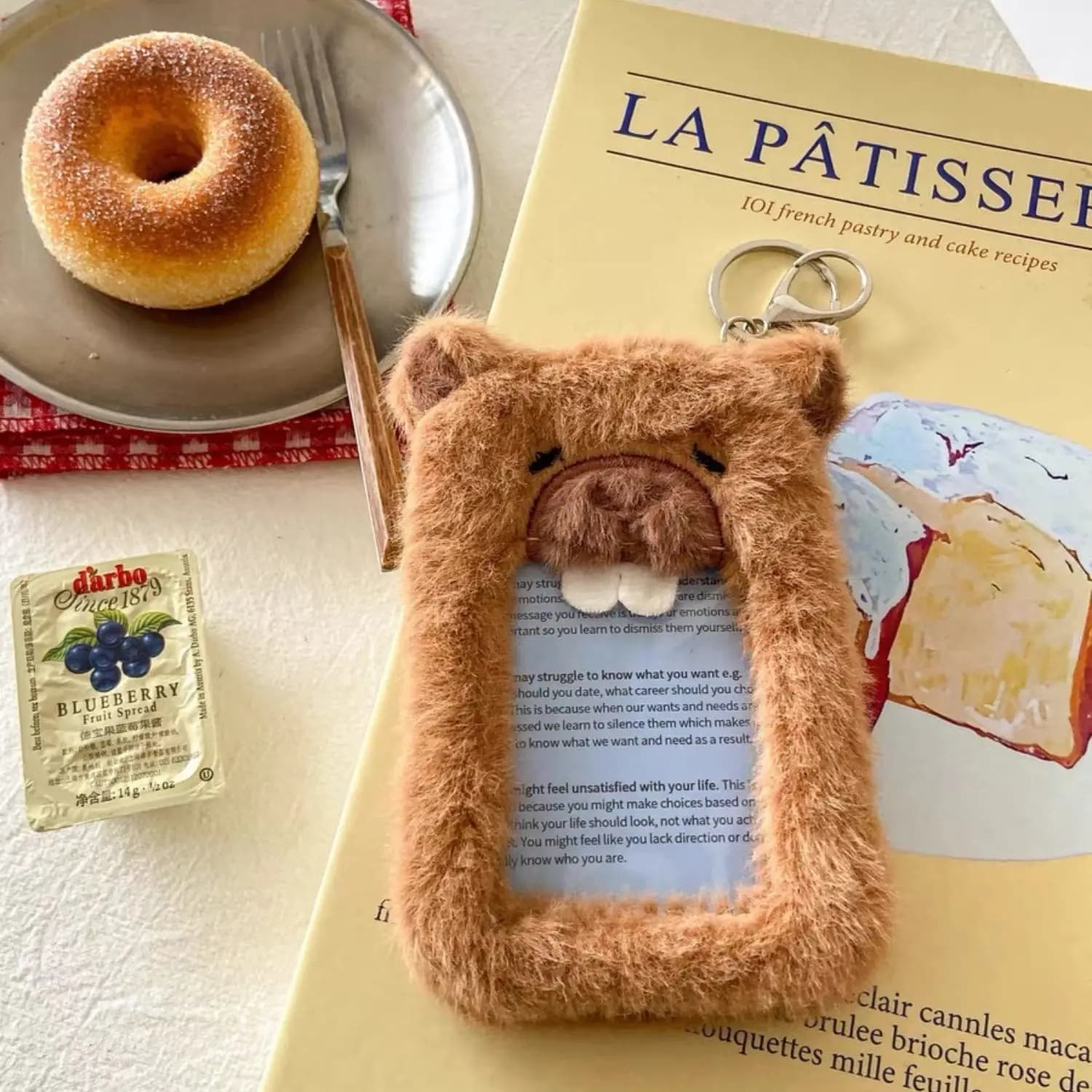 1PC Cartoon Capybara Porta carte di peluche Porta biglietti da visita Display Ciondolo Porta carte fotografico Polaroid