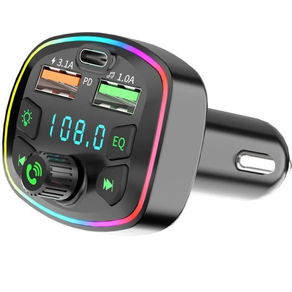 Trasmettitore FM Bluetooth multifunzione Tensione in tempo reale Chiavetta USB Trasmettitore Fm per auto Carica rapida Vivavoce