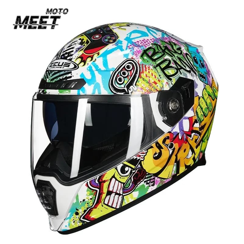 Casco moto doppia lente Four Seasons Full Face Bike Protettivo Sicurezza Kart Racing Sports Car Casco Capacete originale