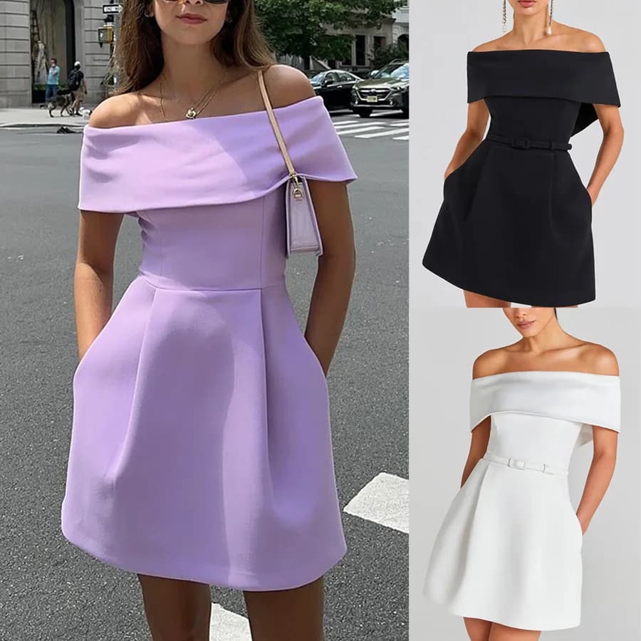 Lady Cloth Run! Summary New Belt Off-shoulder Clothes Ins Random Fashion Party Clothes For Women Women's Casual Dresses Outfits