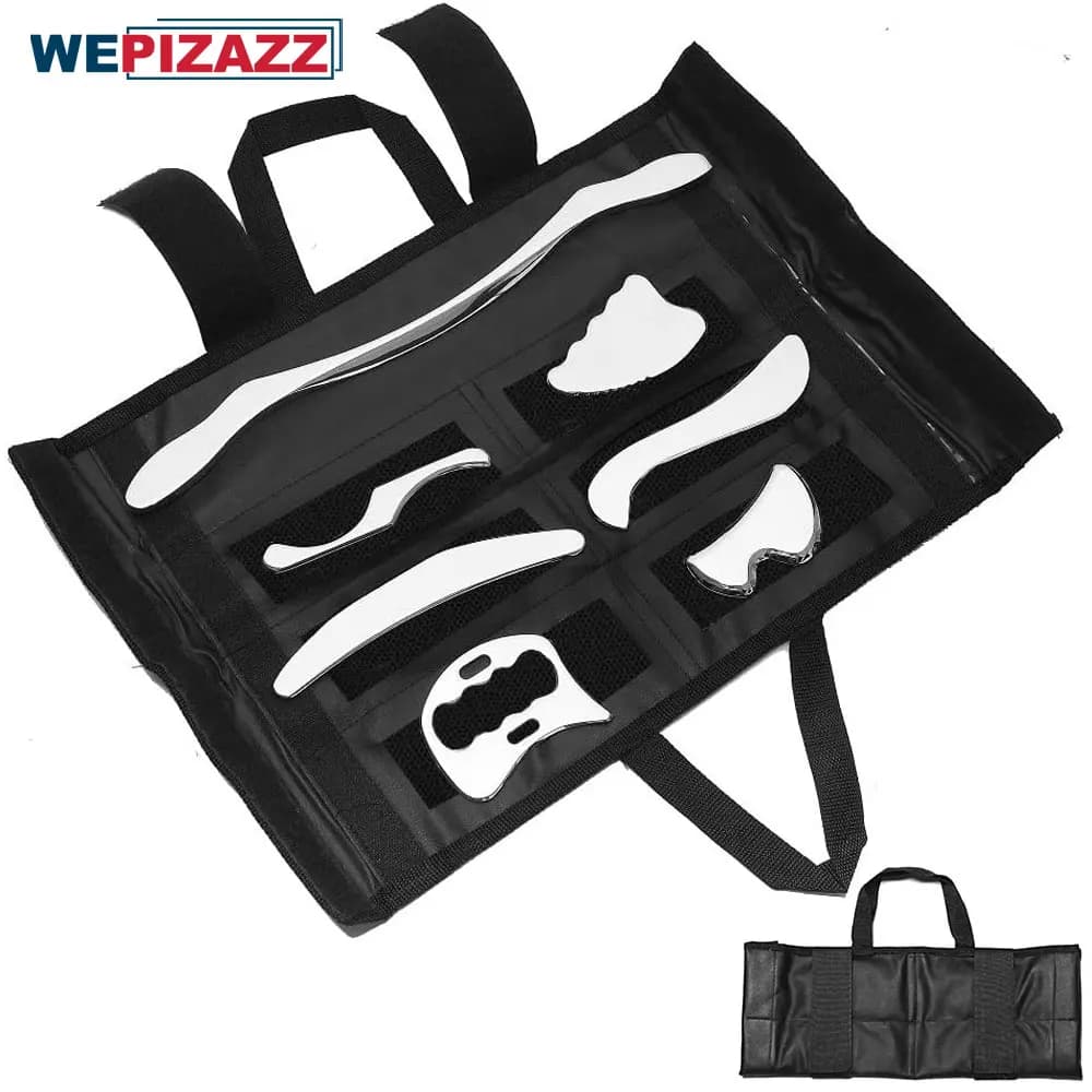 Set of tools for muscle scraper 7 in 1 for deep tissue massage Gua Sha Tools for soft tissue mobilization stainless steel band
