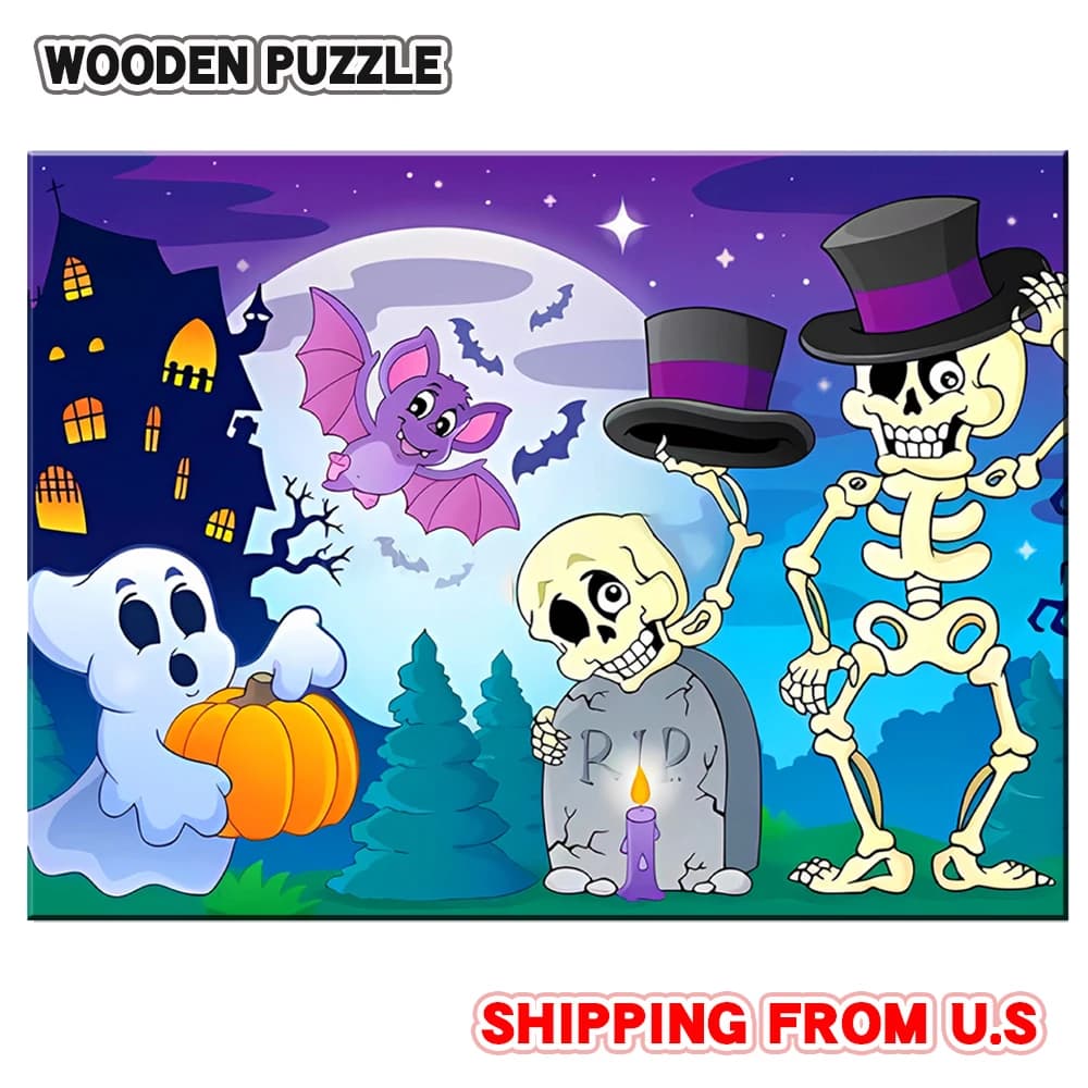 Puzzle di Halloween per adulti - Mansion stregata horror di Halloween - Zucca - Scheletro - Fantasmi - Gioco collettivo per famiglie