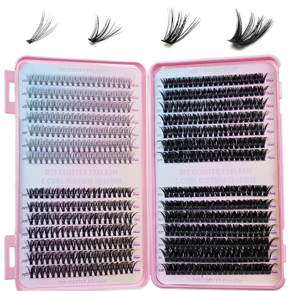 Ciglia Finte Sezionate Fai-da-te – Confezione Grande da 560 Paia, Ciglia Naturali Voluminose a Ciuffetti Individuali 10D/30D/50D/80D