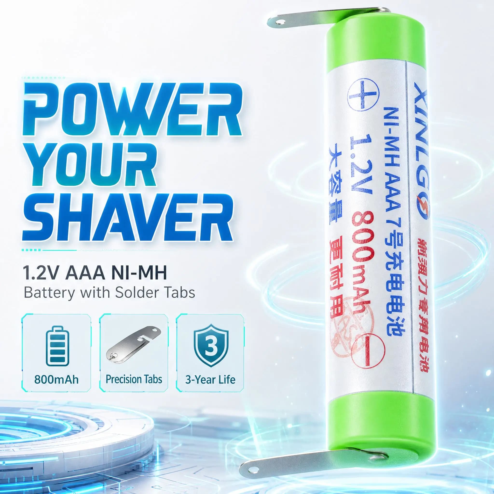 1.2V AAA NiMH Rechargeable Battery With Solder Pins Welding Tabs Replacement Cell For Electric Shaver Beard Trimmer Hair Clipper
