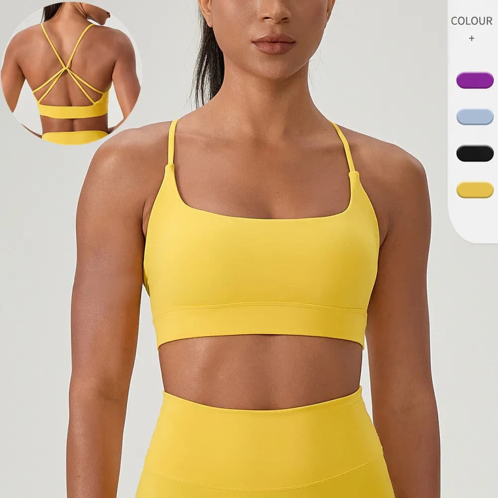 Women Back Beauty Sports Bra Push‑Up Shock‑Absorb Support Yoga Bra Breathable Running Workout Fitness Activewear