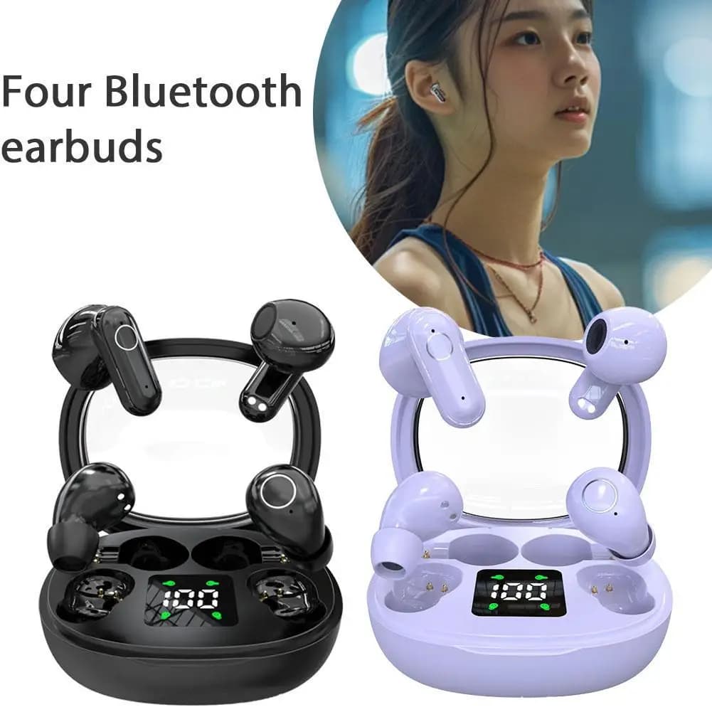 Four Mini Invisible Sleep Wireless Earphone Bluetooth Hidden Earbuds Noise Cancelling Alternating Endurance For Non-Stop Use