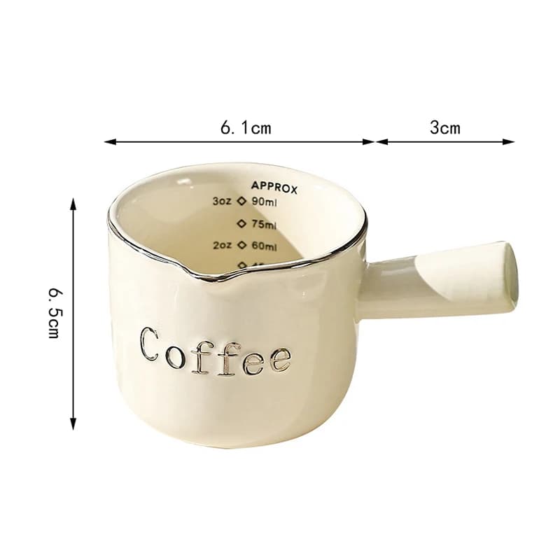 1 Pezzo Tazza Dosatrice in Ceramica da 90 ml (3 Oz) Stile Coreano per Espresso e Latte con Scala Graduata, Utensile da Cucina