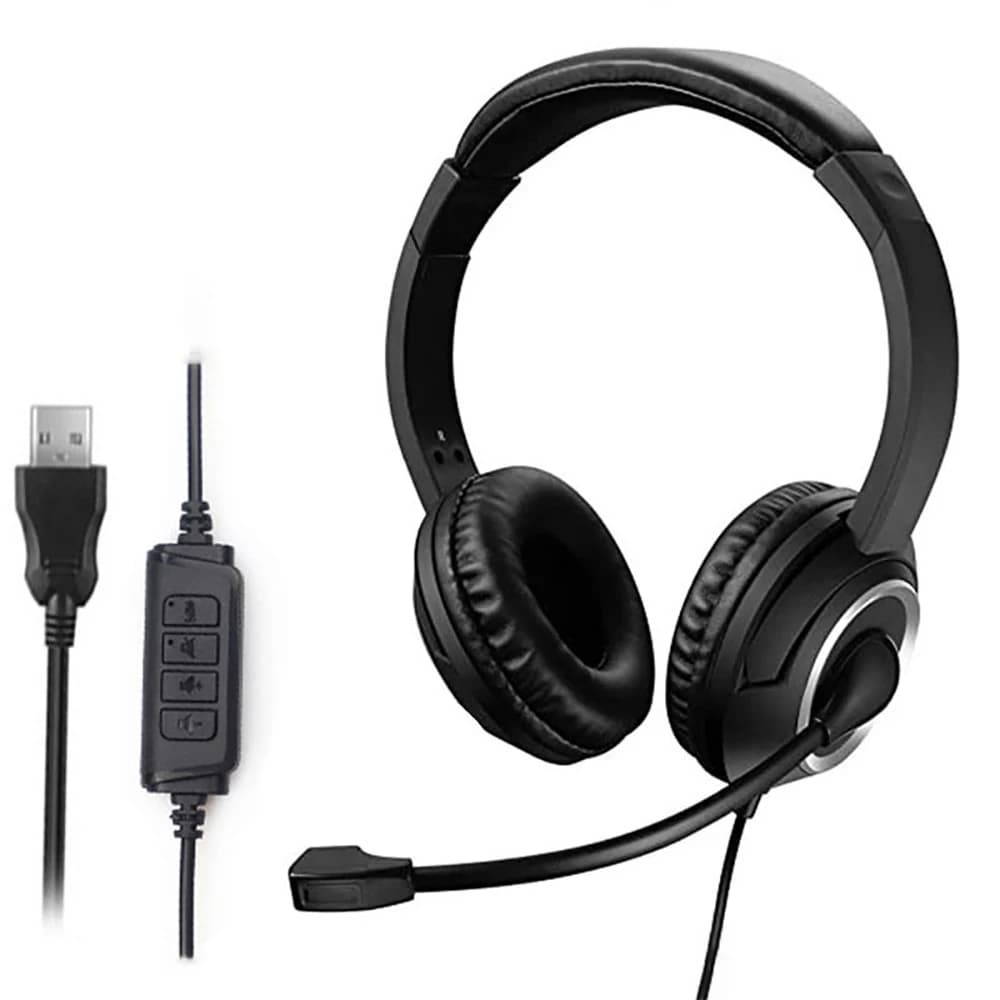 Cuffie USB da 3,5 mm Cuffie per call center con microfono con cancellazione del rumore Cuffie over-ear da gioco per computer PC portatile