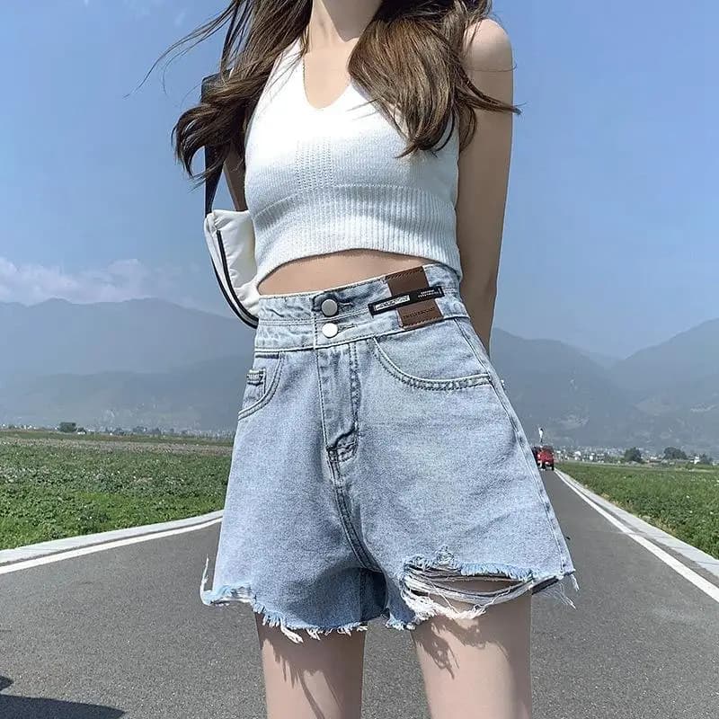 High Waist Denim Shorts Women's Summer New Style A-Line Wide Leg Hot Pants Trendy Ins Short Skirts High Waist Shorts