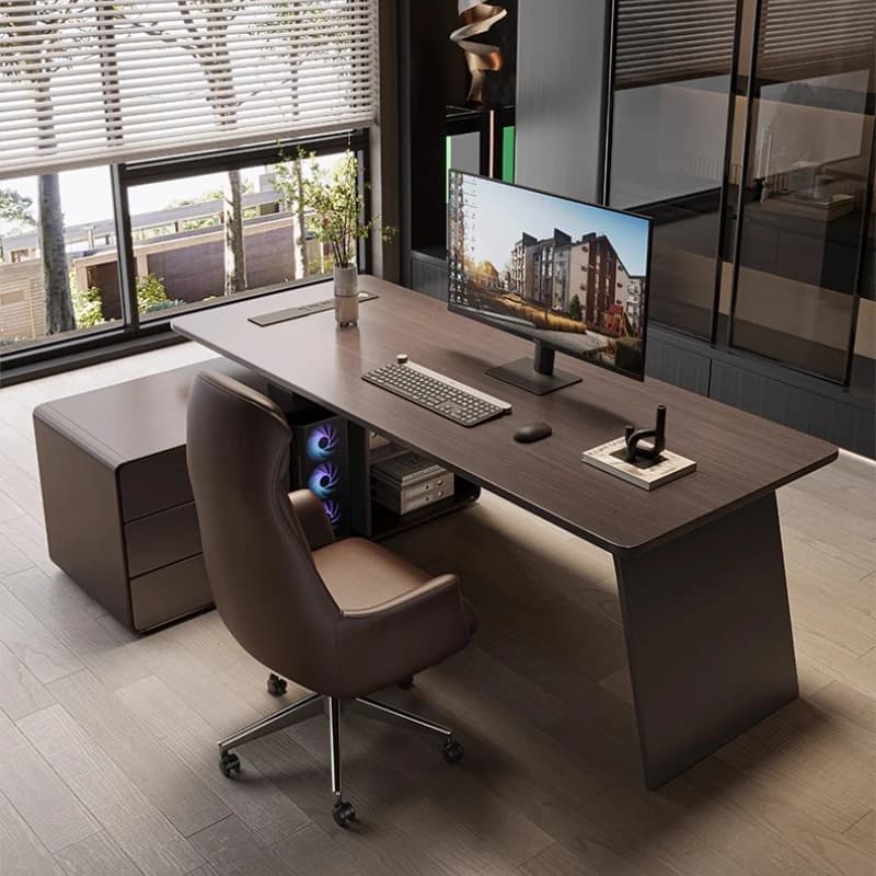Scrivania direzionale di lusso a L, scrivania per computer, sedia da gaming ausiliaria, organizer angolare, scrivania laterale per divano, per casa e ufficio