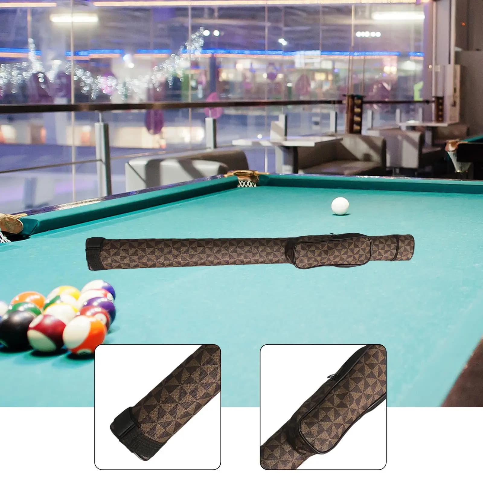 Custodia per Stecca da Biliardo da Uomo, Portatile in PVC con Tasca Esterna, Custodia per Trasporto Stecca da Biliardo 1/2, Accessori per Stecca da Biliardo
