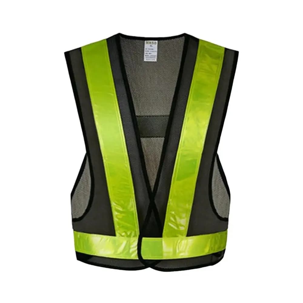 Gilet riflettente a forma di V Tessuto a rete Cinghie riflettenti a reticolo Gilet di sicurezza Giacca di sicurezza da lavoro in bicicletta da corsa Grenn luminosa