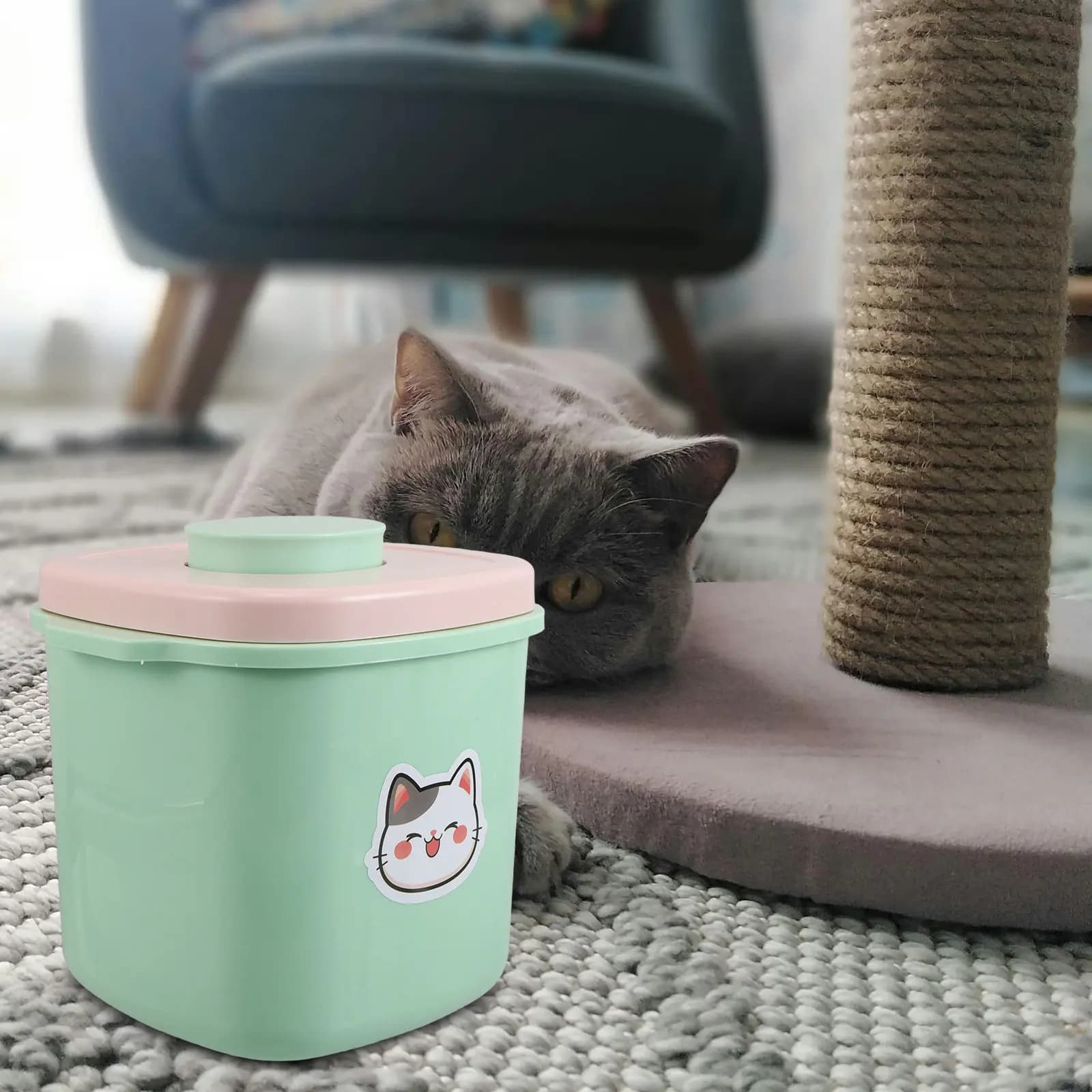 Contenitore per Cibo per Cani e Gatti con Coperchio Ermetico, Barile in Plastica a Pressione Negativa 3L, Contenitore per Alimenti per Casa, Cucina e Viaggio