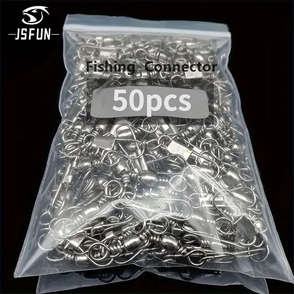 JSFUN 50 Pz Fishing Connector Slingbacks Interlocking Spilles Bearing Slitting Slides Fishing Loose Loading Accessories