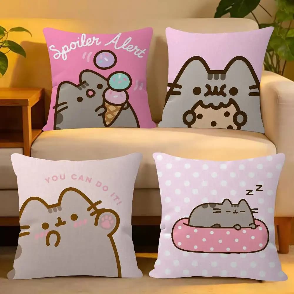 Cute P-PusheenS Cartoon Cushion Cover Decorative Pillow Sofa Home Decor Case Pillow Cases