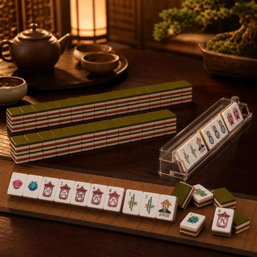 Acrylic American Mahjong Set, 160pcs 4-layer Mahjong Tiles Set, Party Game and Board Game