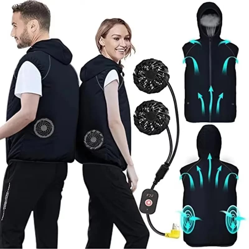 Gilet Ventilato Elettrico, Gilet Refrigerante con Ventola, Abbigliamento Climatizzato, Gilet Rinfrescante per Escursionismo, Lavoro ad Alta Temperatura, Pesca