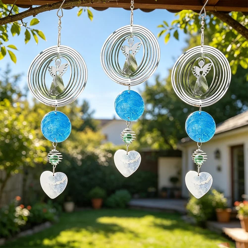 Guardian Angel Wind Spinner Lucky Capiz Shell Spiral Cage Glass Ball Pendant Hanging Wind Chimes Suncatcher Wedding Window Decor