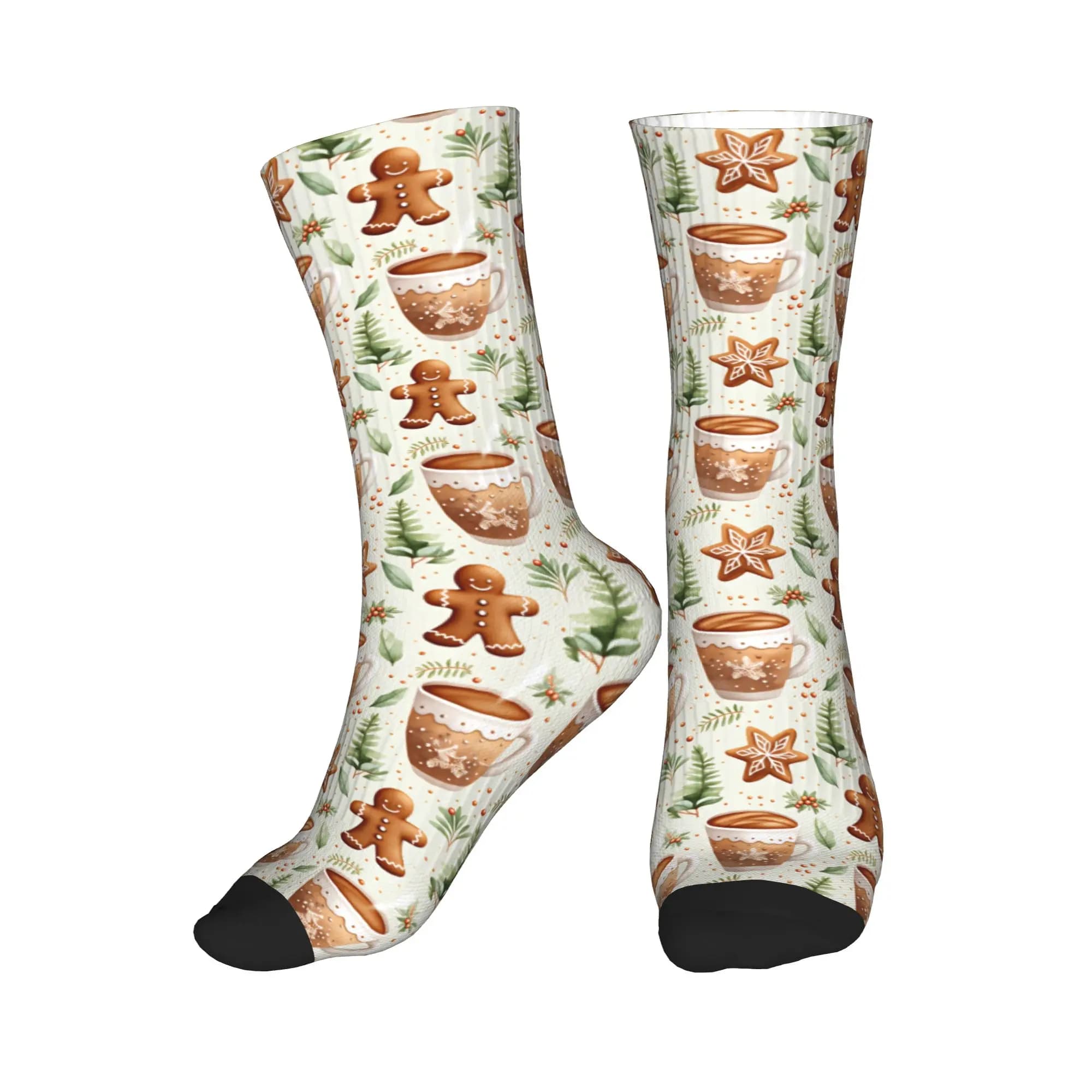 Calzini da uomo con motivo natalizio Gingerbread Man Hot Cocoa, calzini unisex divertenti con stampa 3D