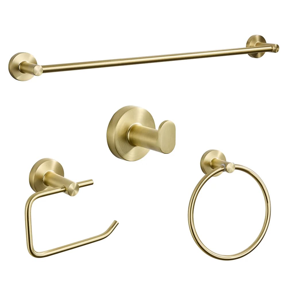 Mensola per montaggio a parete in oro spazzolato, accessori per il bagno, porta carta, porta asciugamani, porta accappatoio, gancio per accappatoio, accessori per riporre il bagno