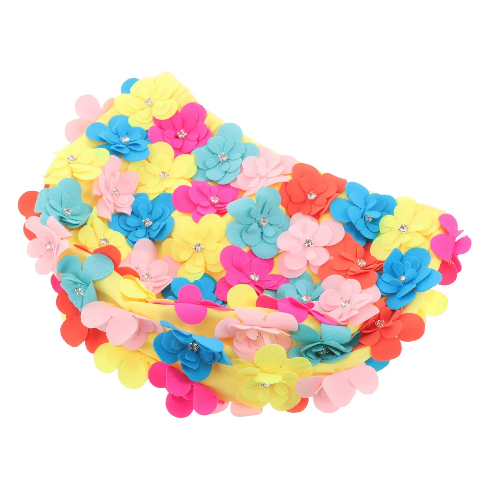 Women Swim Cap Floral Swim Cap Waterproof Stretchy Fabric for Long Hair Braids Dreadlocks Lightweight Breathable Pool Beach Wear