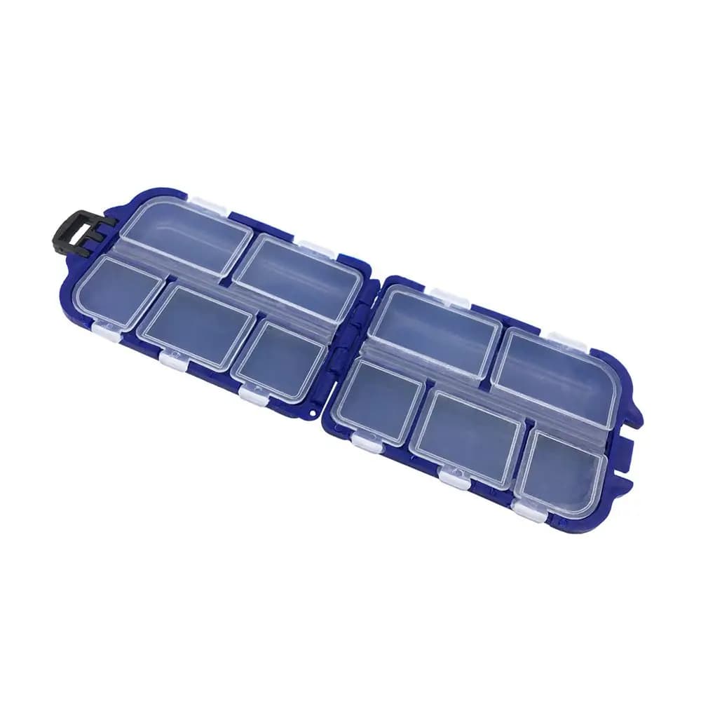Contenitore Quadrato in Plastica con 10 Scomparti per Esche e Attrezzi da Pesca, Scatola Porta Ami da Pesca