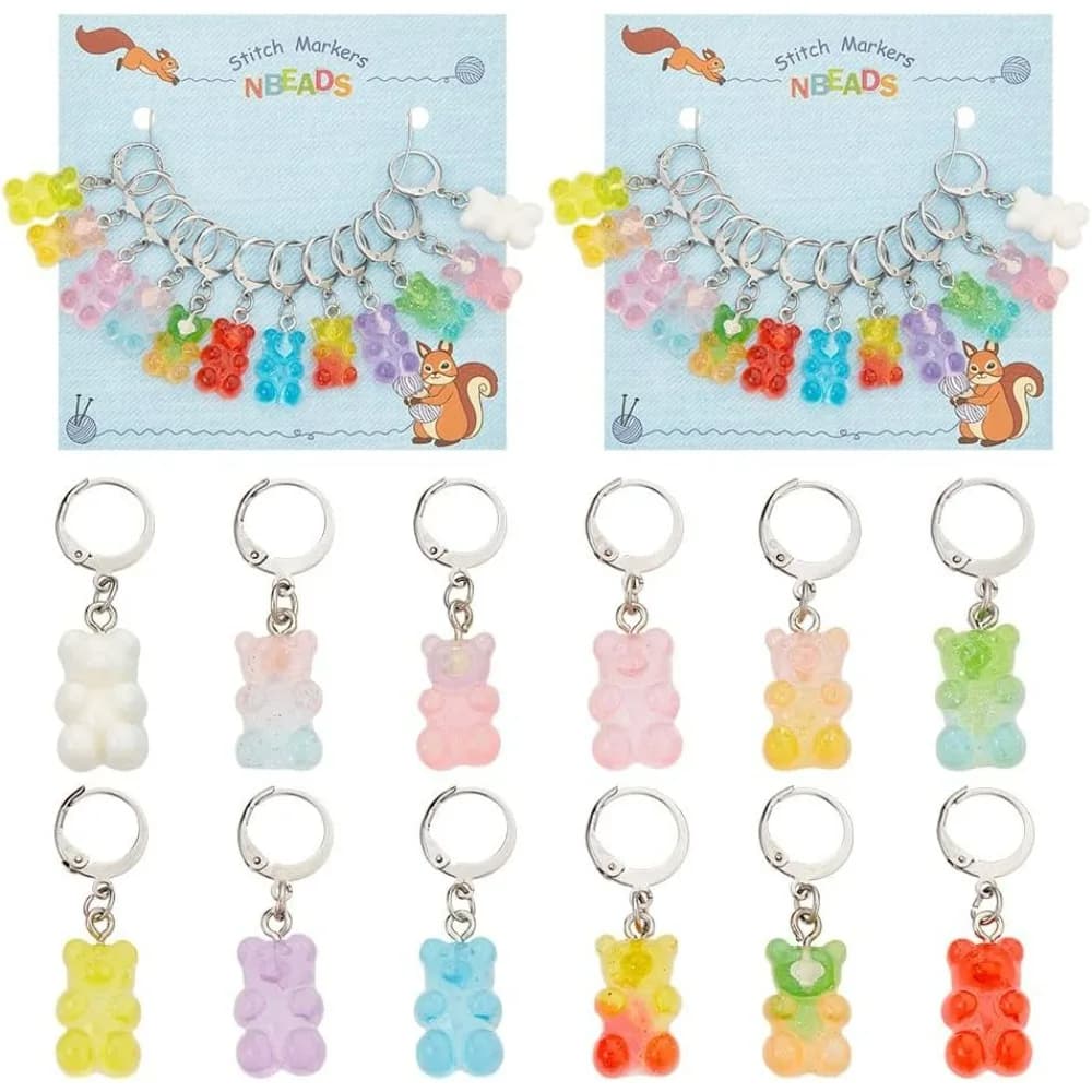 24 pezzi pennarelli per punto orso in resina pennarelli per punto all'uncinetto ciondoli rimovibili con gancio a leva pennarello per punto di bloccaggio per maglieria