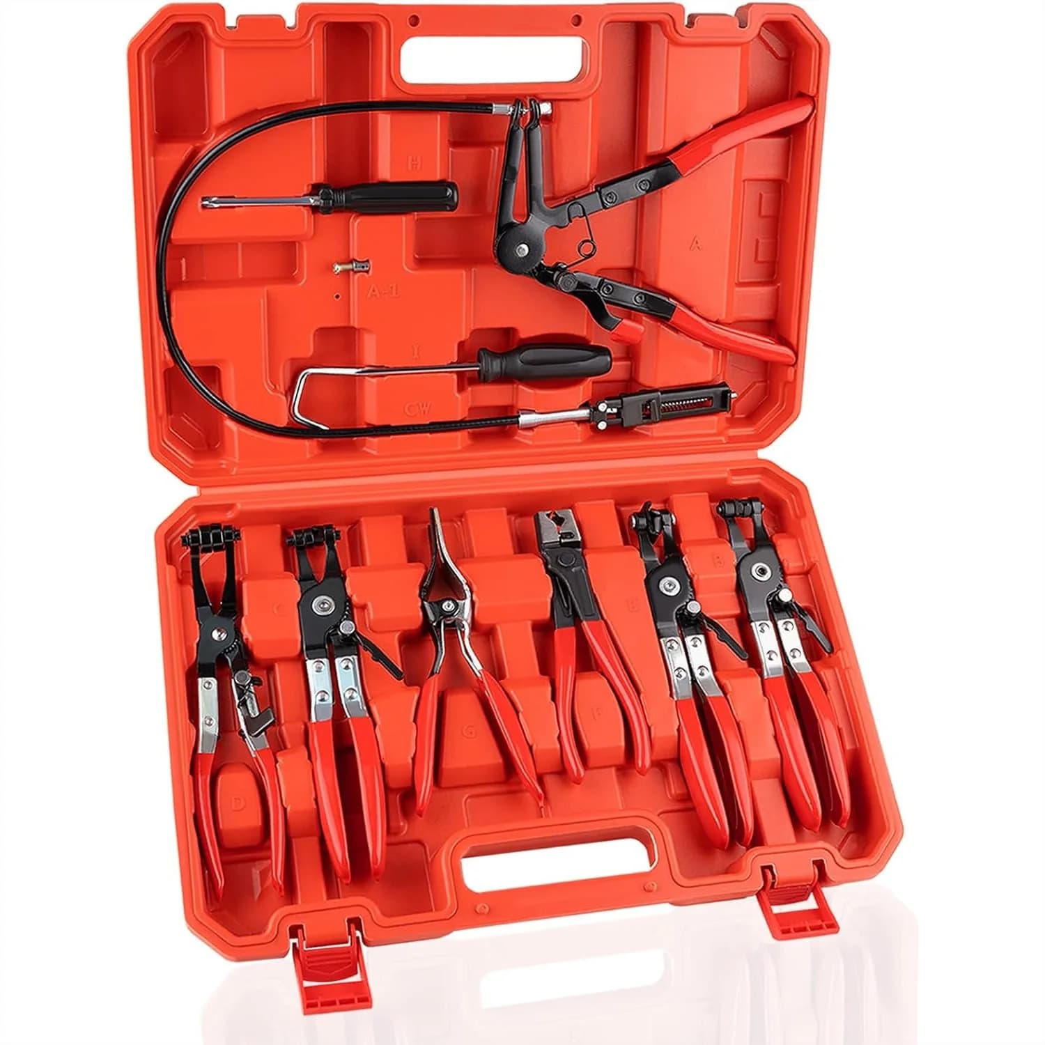 Set di 9 Pinze per Morsetti per Tubi, Utensile a Lunga Portata per Tubi dell'Acqua e Radiatori Auto con Filo Flessibile e Fascia Piatta