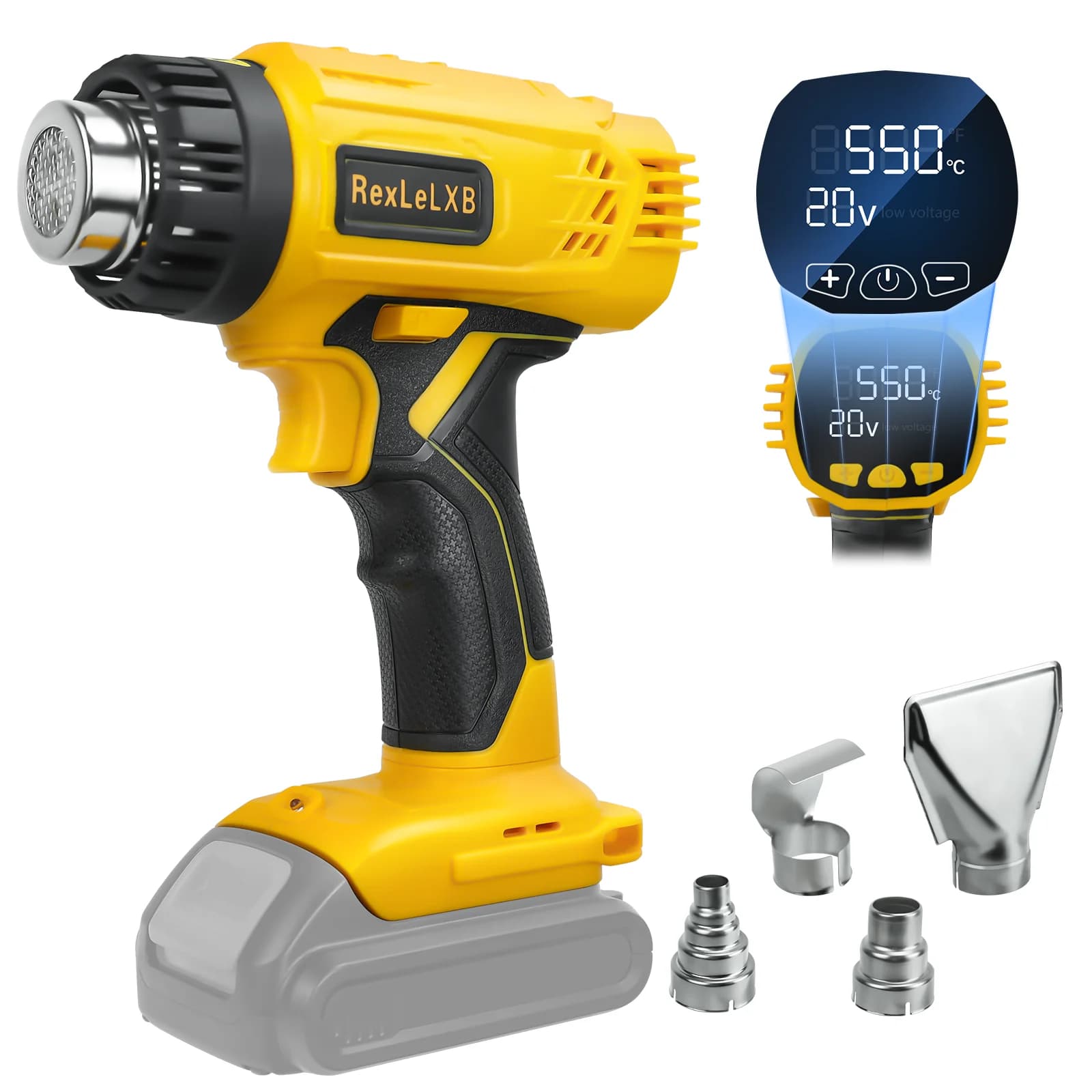 Pistola ad aria calda elettrica portatile con pistola termica senza fili 400W 50-550 ℃ Involucro termoretraibile a riscaldamento rapido per perno batteria Dewalt 20V
