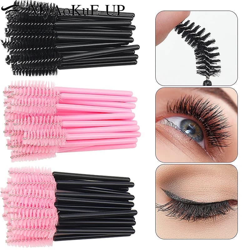 50 pcs Mini Makeup Brush Eyebrow Combo Lash Lifting Micro Brushes Mascara Bacchette Applyer Extension Eyelash Makeup Tool