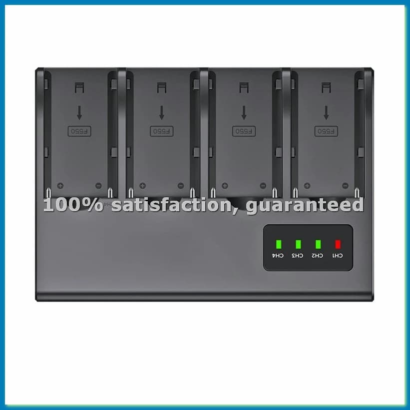 Caricabatterie Digitale a 4 Canali NP-F960 NPF970 NP-F970 con Display LCD per Batterie NP-F550 F750 F970 (Spina EU)-A79U