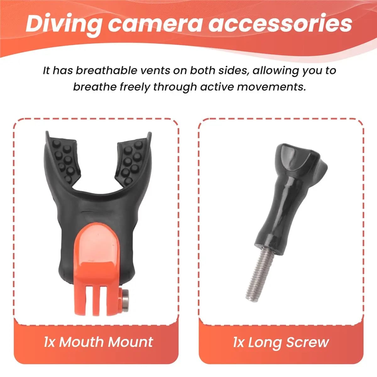 (DT37) Mouth Mount Conspicuous Portable Camera Accessories Surfing Mouthpiece Bite for GoPro Hero 7/6/5 Action Cameras