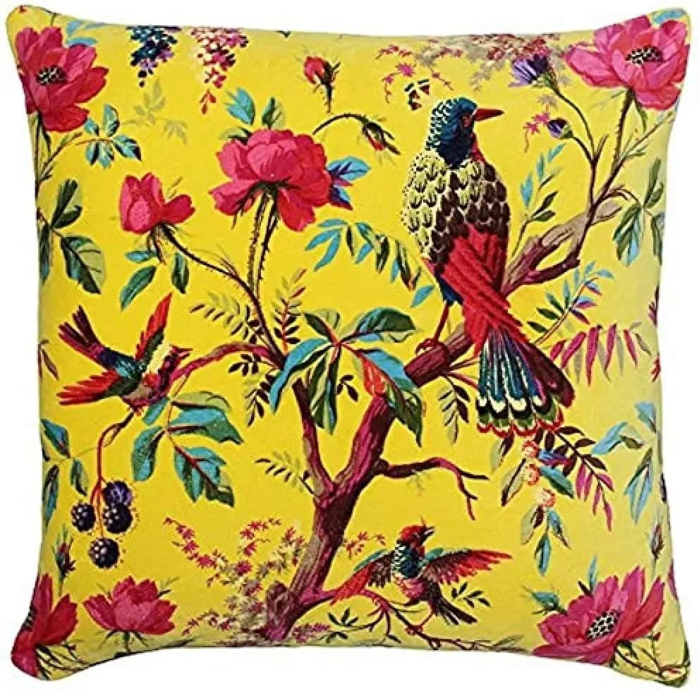 Sfondo colorato modello uccello federa tessuto di cotone e lino federa quadrata con cerniera 45X45 cm fodera per cuscino decorativa per matrimonio