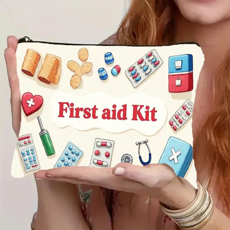 Borsa per Kit di Pronto Soccorso con Stampa Originale e Chiusura a Cerniera, Organizzatore Versatile per Medicinali da Viaggio, Borsa Resistente per la Conservazione dei Prodotti Sanitari