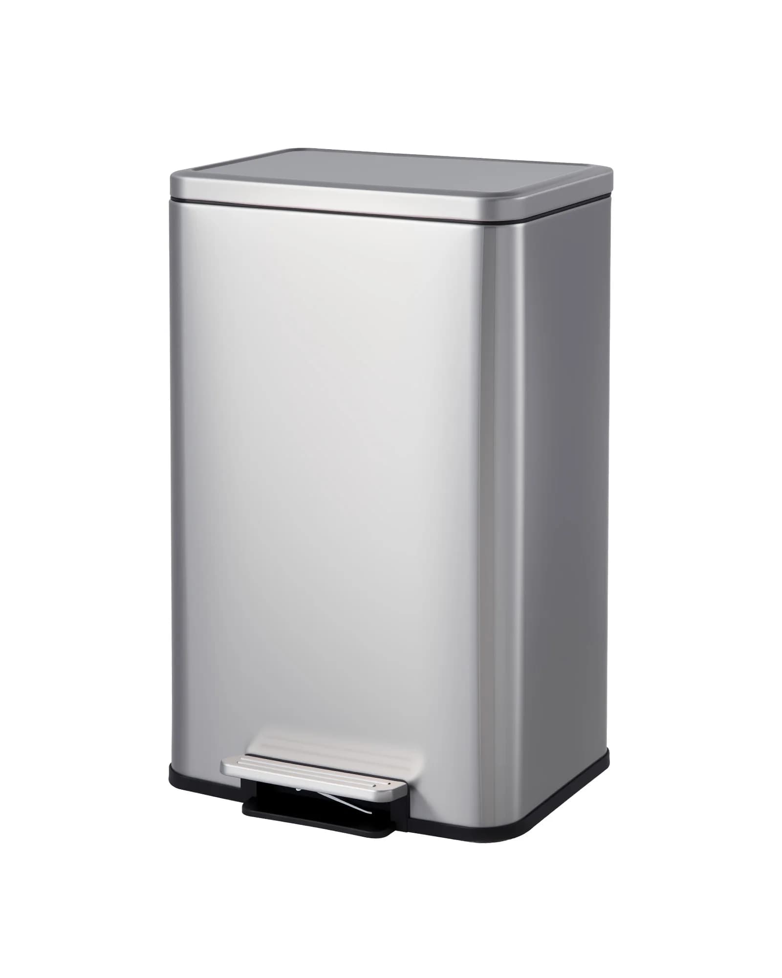 Soft-Close Lid & Foot Pedal Kitchen Trash Can – 13.2 Gallon Stainless Steel Garbage Bin – Removable Inner Bucket – Anti-Fingerprint, Ideal for Home, Office, Bathroom – Horizontal