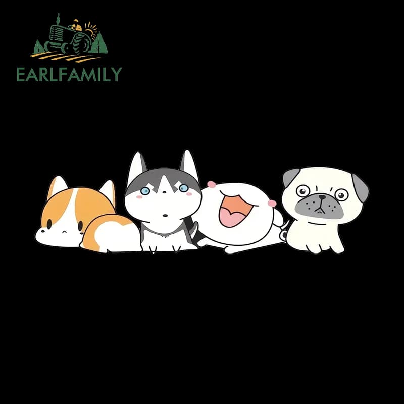 EARLFAMILY Stickers Cat with Dogs Playing, Vibrants and Atactivating, for Toolbox, Computer, Chiller, PVC Raincoat for Fishing Boxes