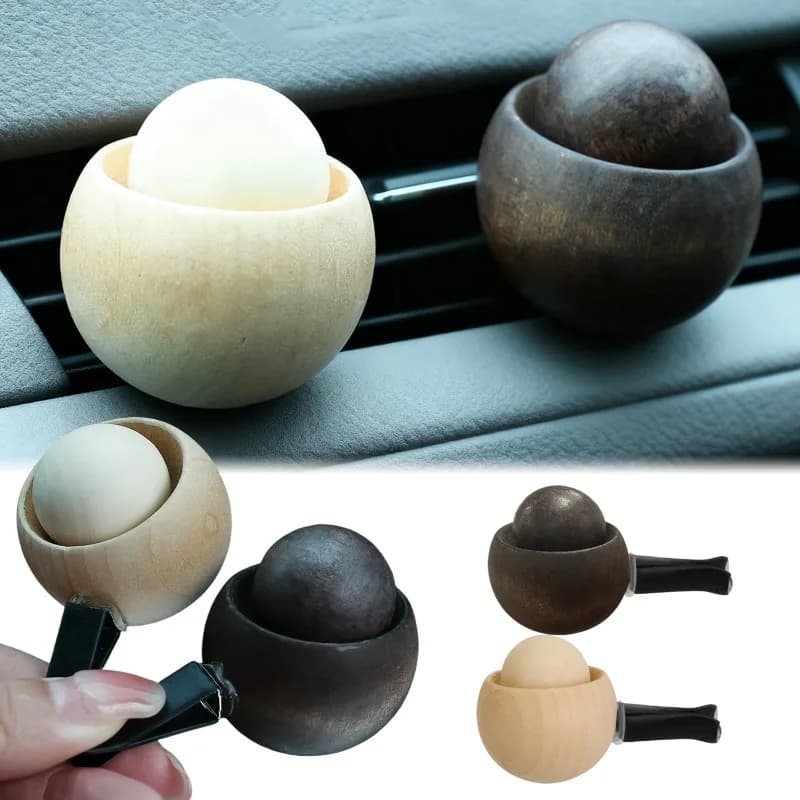 Deodorante per auto in legno Diffusore a clip per sfiato a forma di uovo per oli essenziali Accessori per sfiato per auto Eliminatore di odori ecologico