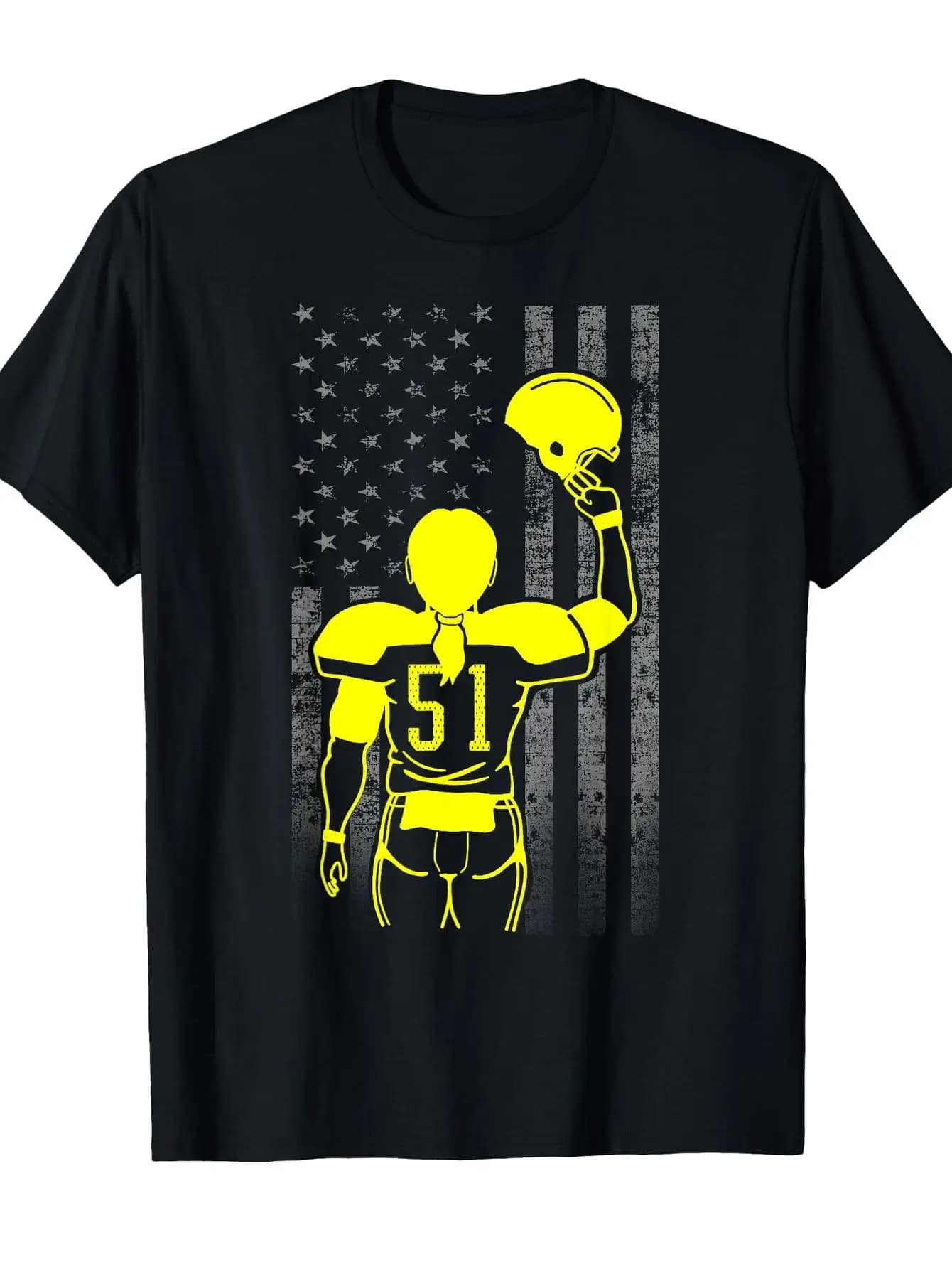 Football T-shirt with Helmet Design and Player Print - Casual Clothing for Fans, Hand-inspiring Court