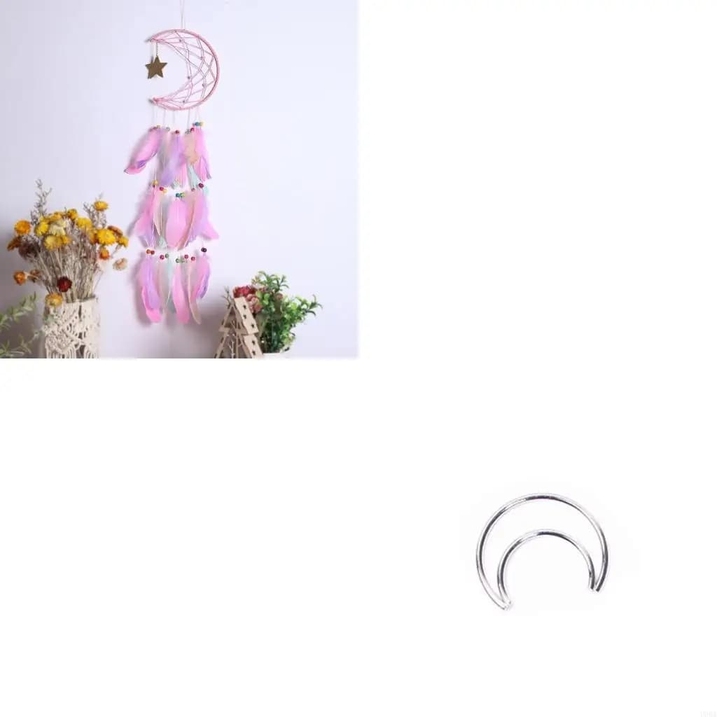 Moon Dream Catcher Plating Silver Christmas Front Door Garland Decor Attachment for Hand Made Wall Art Hanging Floral