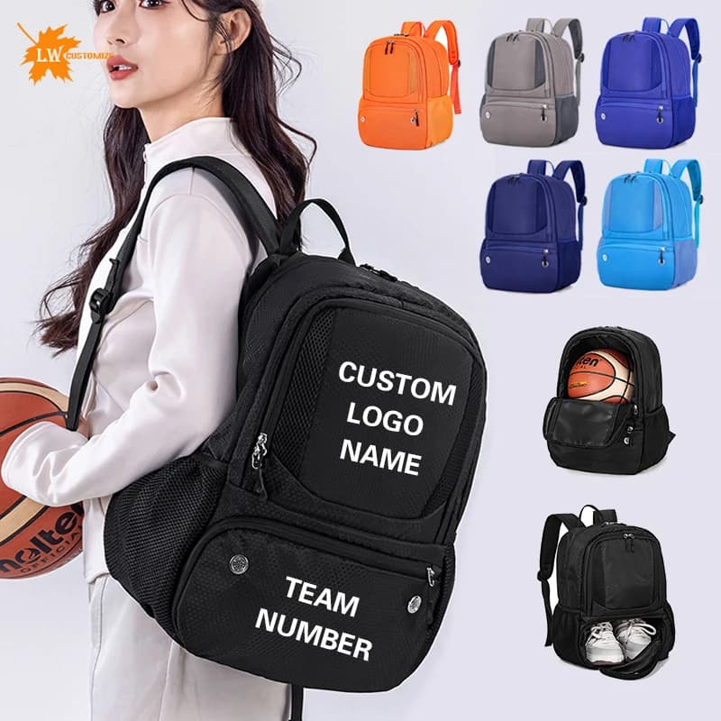 Zaino sportivo personalizzato per basket Zaino per allenamento di calcio Logo Borsa portaoggetti per pallavolo Partita della squadra Numero logo stampato