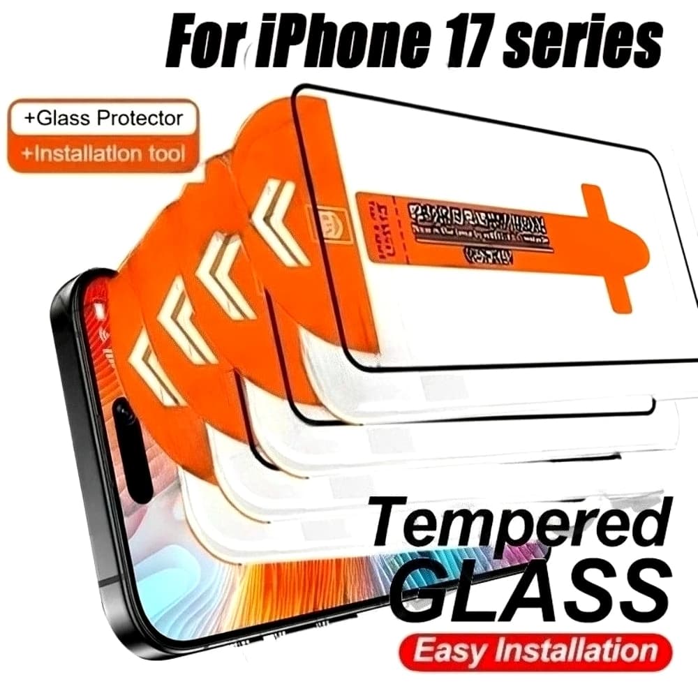 Proteggi schermo ultra trasparente da 4 pezzi per iPhone 17 16 15 14 Pro Max Air 13 12 11 Pro 15 16 Plus XS XR Vetro di installazione con un clic