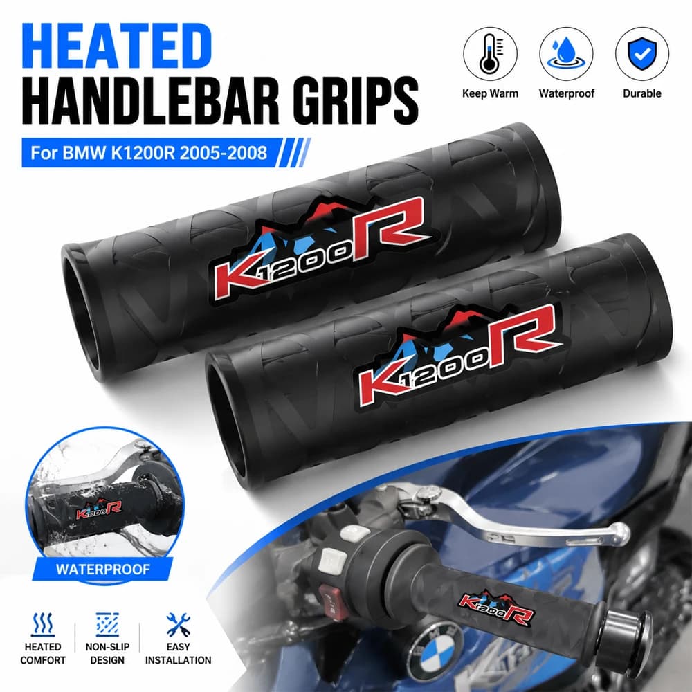 Motorcycle Heat Shrinkable Grips Rubber Non-slip Handle Bar Grip Glove For BMW K1200R K 1200 K1200 R 2005-2008 Accessories
