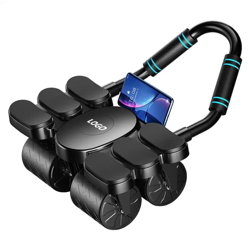 Training tool for abdominal muscles for men, with four wheels and six support points, automatic rebound, for flat abs, compatible with Ab Roller