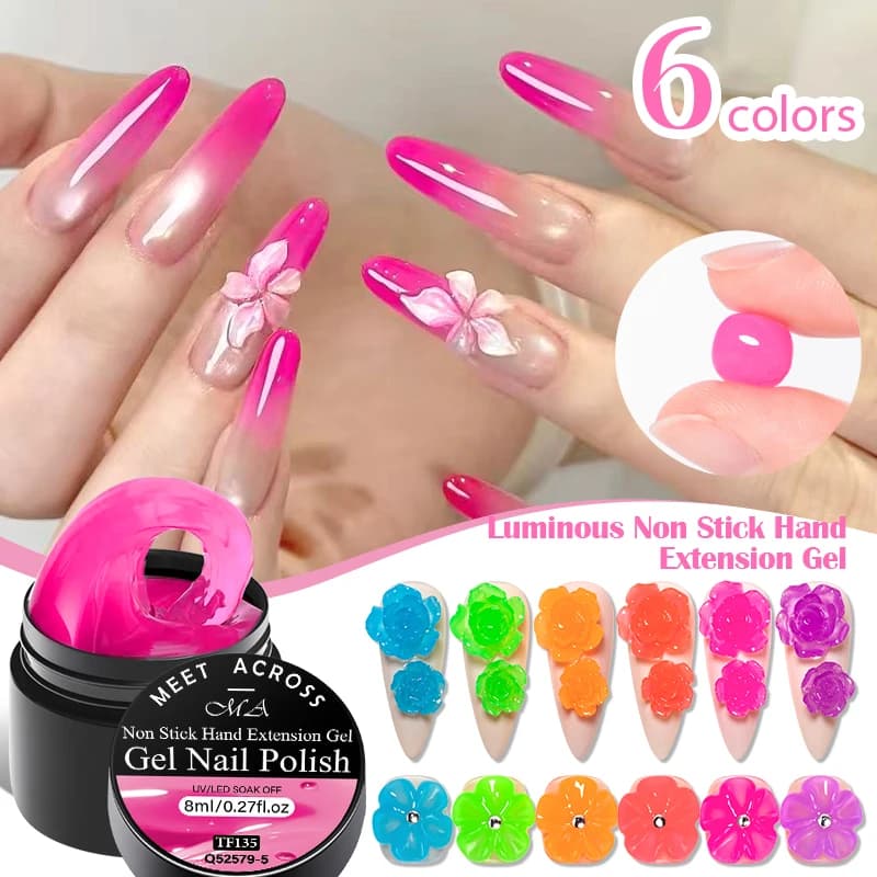 Smalto per unghie gel per estensione delle mani antiaderente luminoso 3D Modellatura/Scolpire/Scolpire Gel UV/LED Gel fluorescente Gel duro gelatina di colore al neon