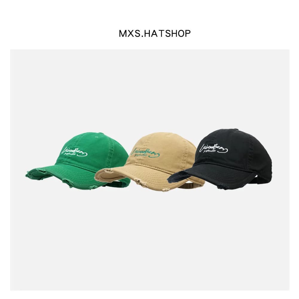 Street Style Baseball Cap Soft Top Hat Green Duckbill Cap Unisex Retro Black Baseball Cap for Men And Women