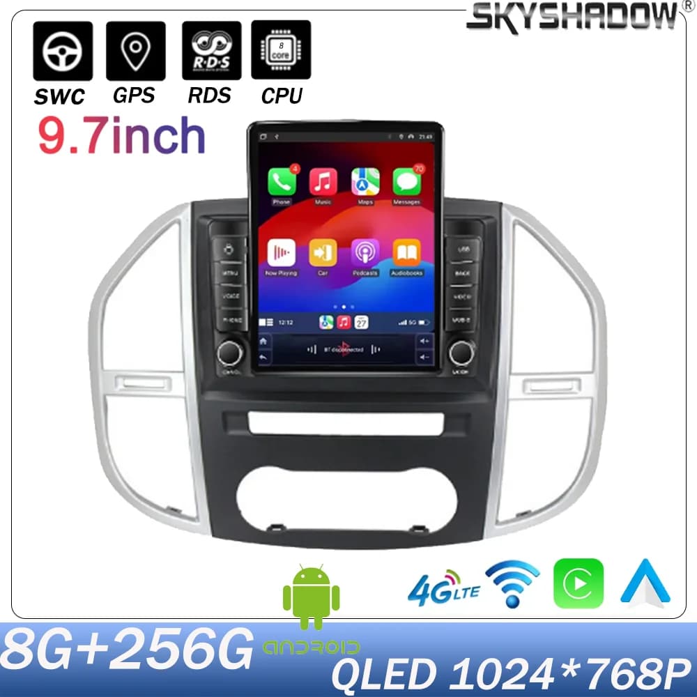 Auto Radio Per Benz Vito 3 2014-2020 Navigazione Android Multimedia Video 9.7 ''Rotore GPS Stereo Carplay Multimediale WiFi BT